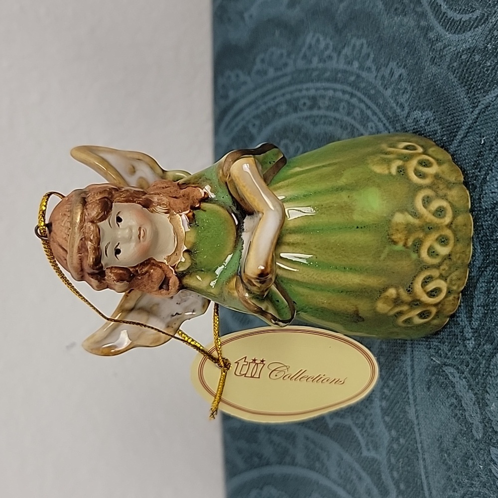 NWT Collections Angel Bell Glazed Ceramic Ornament